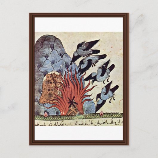 De koeien vegen hun vleugels met het vuur dat bran briefkaart (Voorkant)