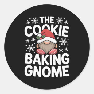 De Koekjes Bakende Kabouter Kerst Hulst Sneeuwvlok Ronde Sticker