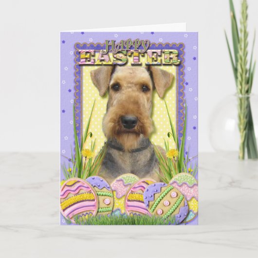 De Koekjes van het Paasei - Airedale Feestdagen Kaart (Voorkant)