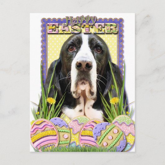 De Koekjes van het Paasei - Basset Hound - Jasmijn Feestdagenkaart (Voorkant)