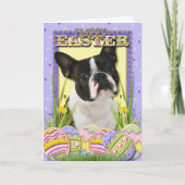De Koekjes van het Paasei - Boston Terrier Feestdagen Kaart (Voorkant)