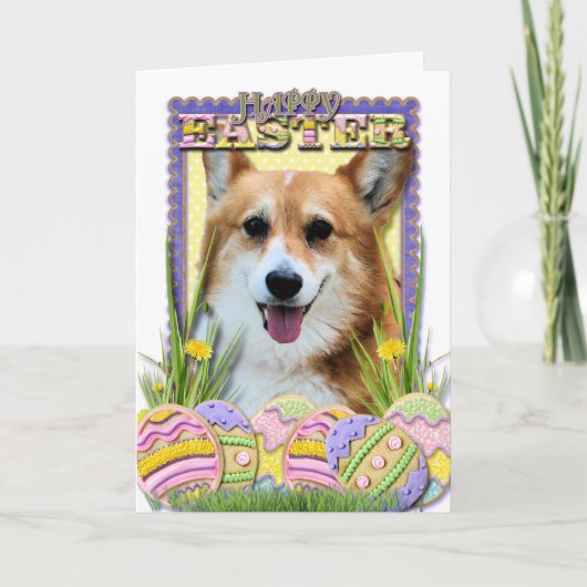 De Koekjes van het Paasei - Corgi Feestdagen Kaart (Voorkant)