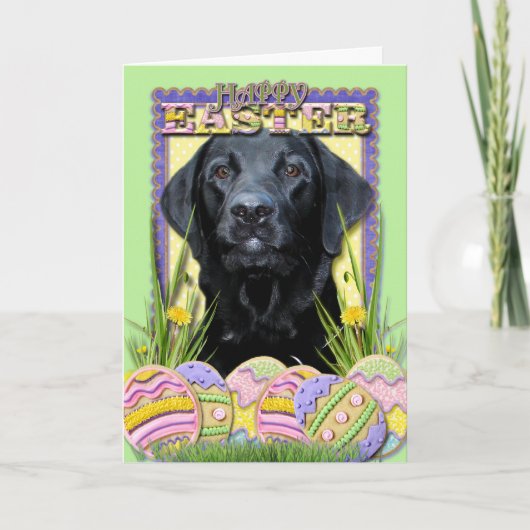 De Koekjes van het Paasei - Labrador - Zwarte Feestdagen Kaart (Voorkant)