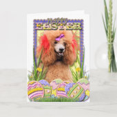 De Koekjes van het Paasei - Poedel - Rood Feestdagen Kaart (Voorkant)