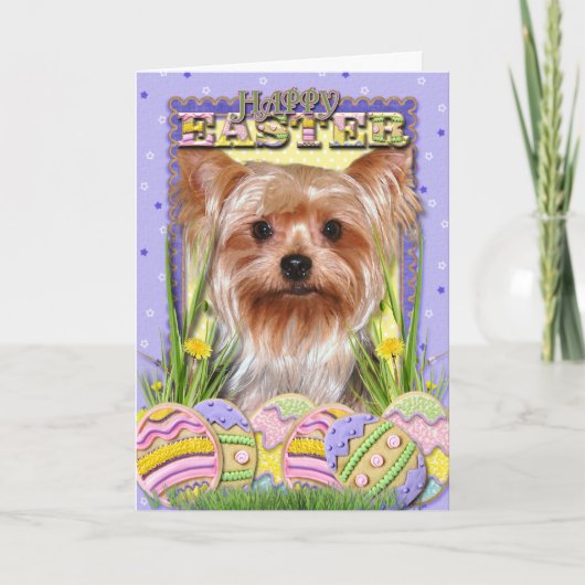 De Koekjes van het Paasei - Yorkshire Terrier Feestdagen Kaart (Voorkant)