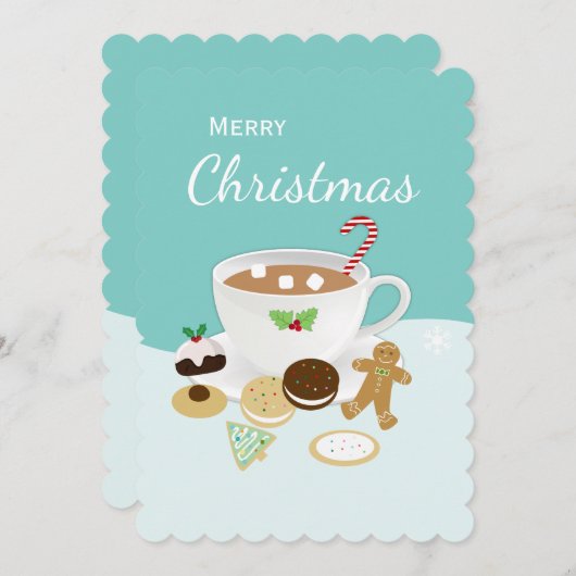 De koekjes van Kerstmis en hete chocolade Feestdagenkaart (Voorkant / Achterkant)