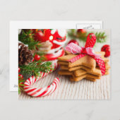 De koekjes van Kerstmis met feestelijke decoratie Feestdagenkaart (Voorkant / Achterkant)