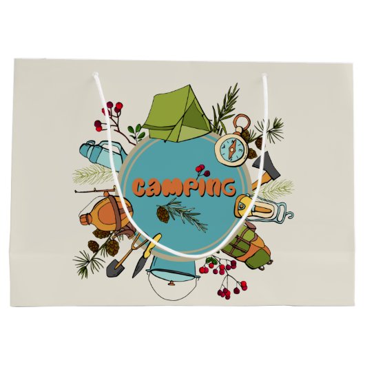 de koele add tekst camping party groot cadeauzakje (Achterkant)