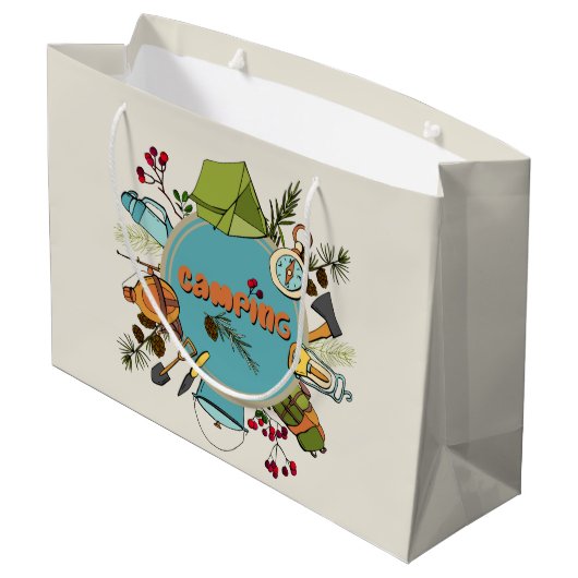de koele add tekst camping party groot cadeauzakje (Achterkant Gekanteld)