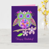 De koele kaart van de Verjaardag van de Uil van (Gele Bloem)