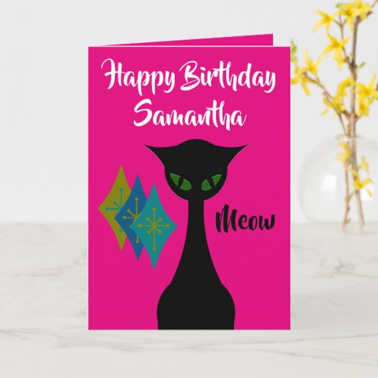 De koele medio-eeuw-Moderne Gepersonaliseerde Kaart (Gele Bloem)