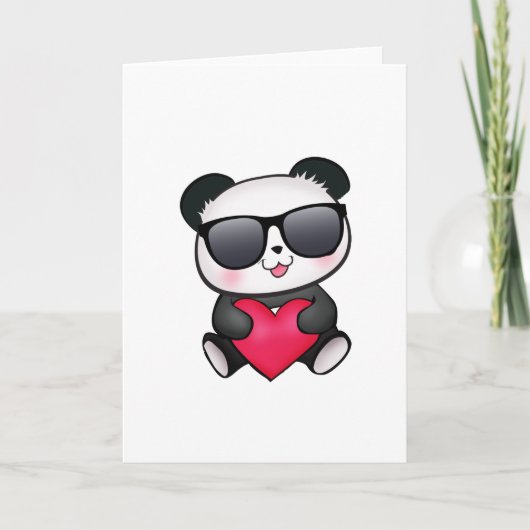 De koele Panda draagt het Hart van de Feestdagen Kaart (Voorkant)