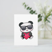 De koele Panda draagt het Hart van de Feestdagenkaart (Staand voorkant)