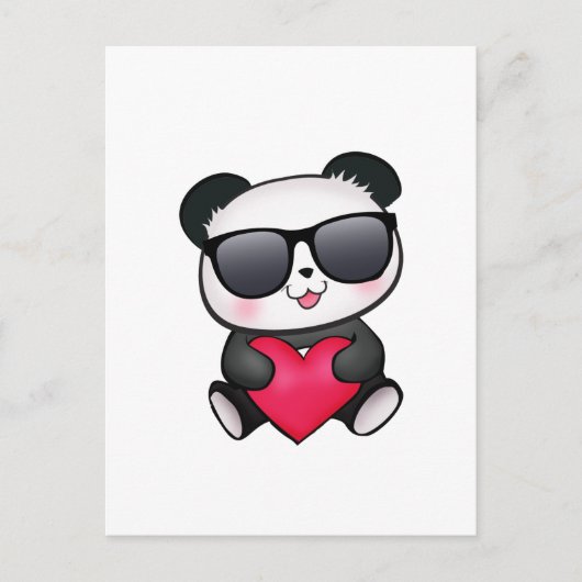 De koele Panda draagt het Hart van de Feestdagenkaart (Voorkant)