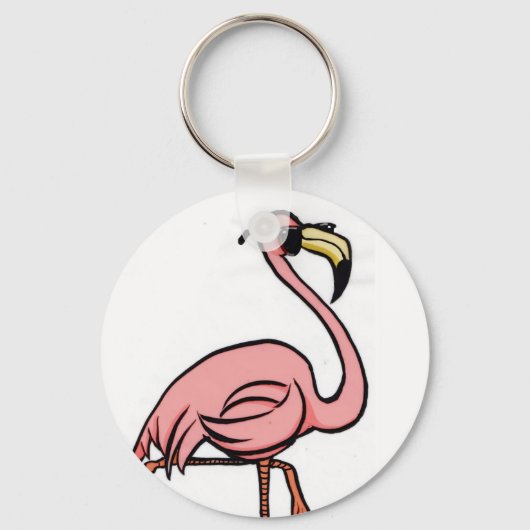 de koele sleutelketen van flamingo rond sleutelhanger (Voorkant)