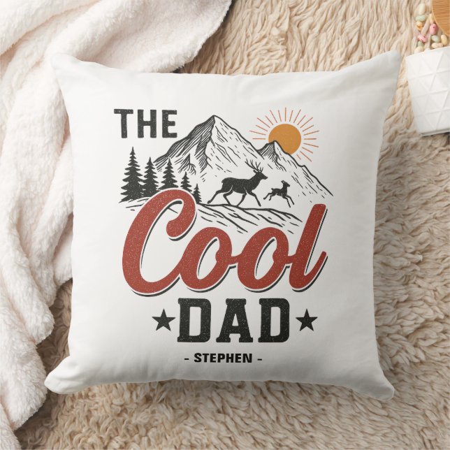 De koele vader - Rustic Mountain and Deer Design Kussen (Deken)
