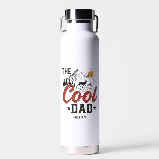 De koele vader - Rustic Mountain and Deer Design Waterfles (Voorkant)