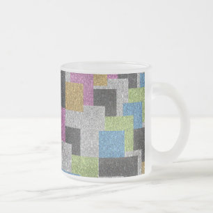 De koele vierkantenvormen de abstracte kunst matglas koffiemok