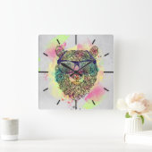 De koele waterverf draagt met glazenontwerp vierkante klok (Huis)