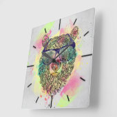 De koele waterverf draagt met glazenontwerp vierkante klok (Hoek)