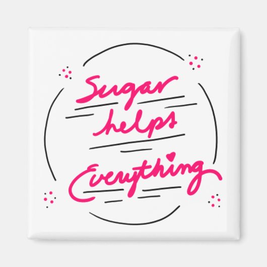 De koelkast Magnet Sugar helpt alles (Voorkant)