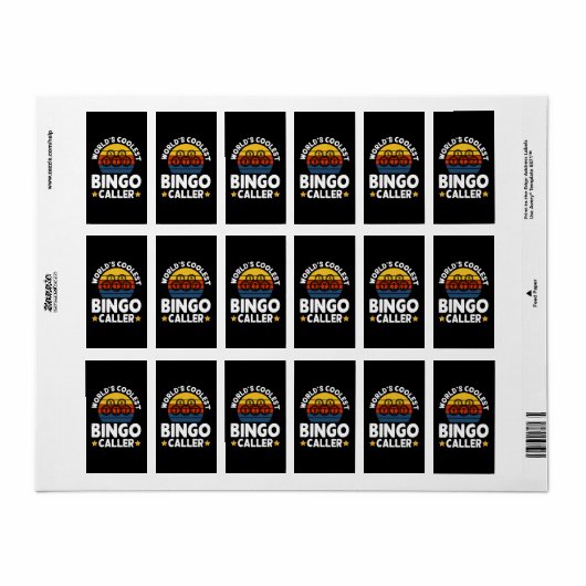 De koelste Bingo van de wereld Bezoeker Etiket (Full Sheet)