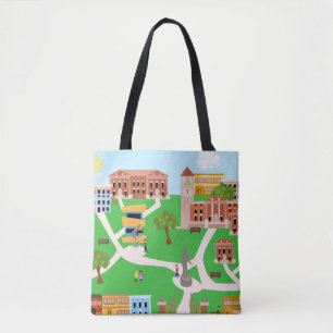 De koelste illustratie van het campuscollege tote bag
