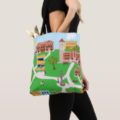 De koelste illustratie van het campuscollege tote bag (Dichtbij)