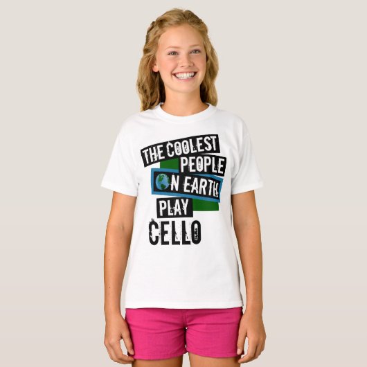 De koelste mensen op aarde spelen Cello T-shirt (Voorkant volledig)