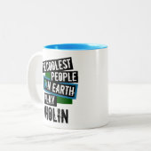 De koelste mensen op aarde spelen geweld tweekleurige koffiemok (Voorkant links)