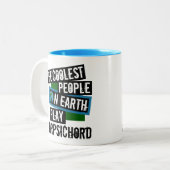 De koelste mensen op aarde spelen Harpsichord Tweekleurige Koffiemok (Voorkant links)