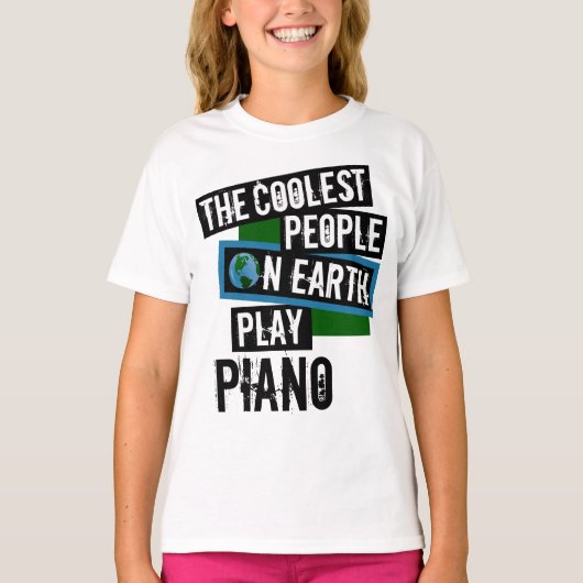 De koelste mensen op aarde spelen piano t-shirt (Voorkant)