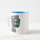 De koelste mensen op aarde spelen sarod tweekleurige koffiemok (Voorkant links)