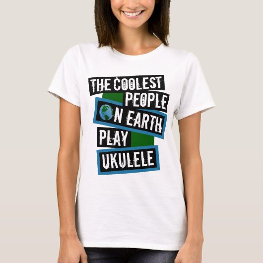 De Koelste Mensen op Aarde Spelen Ukulele T-shirt (Voorkant)