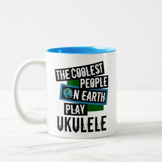 De koelste mensen op aarde spelen ukulele tweekleurige koffiemok (Links)