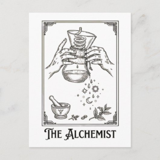De koffie-alchemist briefkaart (Voorkant)