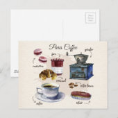 De koffie en het gebakje van Parijs behandelen Briefkaart (Voorkant / Achterkant)