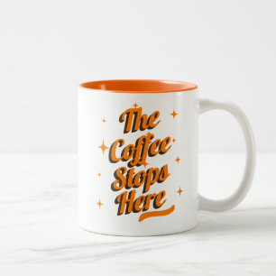 De koffie stopt hier mok