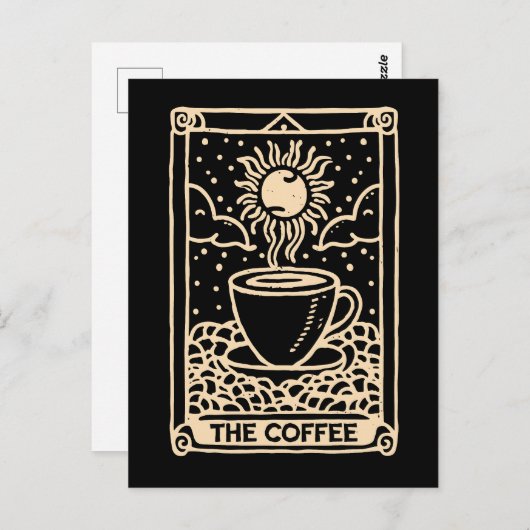 De koffie tarot kaart donkere academia (Voorkant / Achterkant)