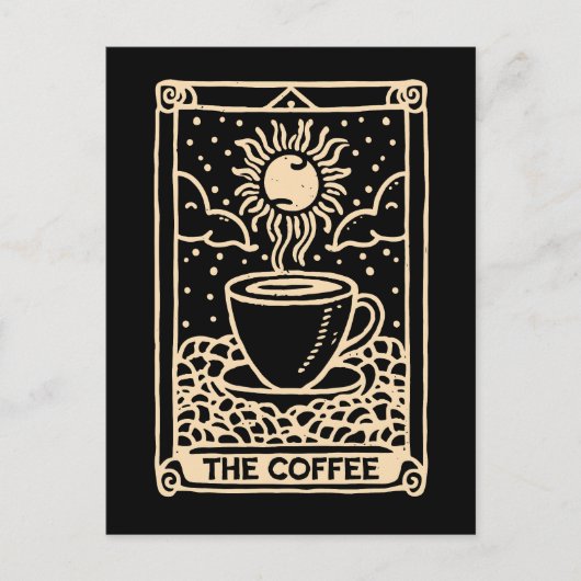 De koffie tarot kaart donkere academia (Voorkant)