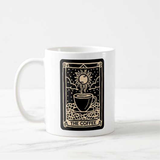De koffie tarot kaart donkere academia koffiemok (Links)