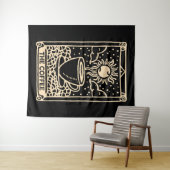 De koffie tarot kaart donkere academia wandkleed (In Situ (horizontaal))