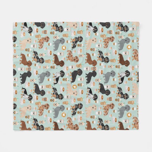 De koffieontwerp van de tekkel fleece deken (Voorkant (Horizontaal))