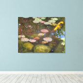 De Koi in de Lily Pad Pond Canvas Afdruk (Insitu (Houten vloer))