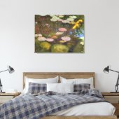 De Koi in de Lily Pad Pond Canvas Afdruk (Insitu (Slaapkamer))
