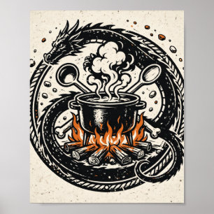 De kok en de drakenprint — Pulp Embleem Kunst Poster