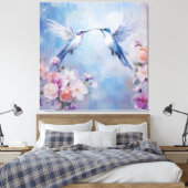 De Kolibrie Ontwerpreeks 10 Canvas Afdruk (Insitu (Slaapkamer))