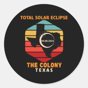  De Kolonie Texas Totale Zonneverduistering 2024 Ronde Sticker