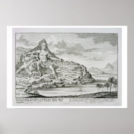 De kolos van de berg Athos, Macedonië, een ontwerp Poster (Voorkant)