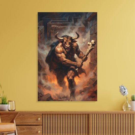 De kolossale Minotaurus van het Labyrint Canvas Afdruk (Insitu (Woonkamer))